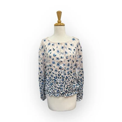 Tory Burch Gulf Shore Sierra Silk Blouse Floral Size 4 Pink and Blue Top - Image 1 of 4