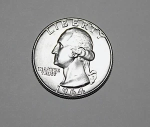 1964 U.S. SILVER WASHINGTON Quarter BRILLIANT LUSTER BAU GREAT COIN - Picture 1 of 2