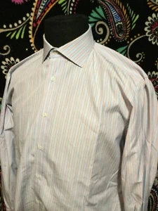 Boggi Milano Size 42 16.5 Men's Blue French Cuff Spread Collar - Picture 1 of 6