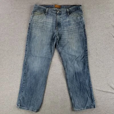 Jeans vermelho camelo 38x32 azul qualidade old school denim perna reta - Imagem 1 de 4