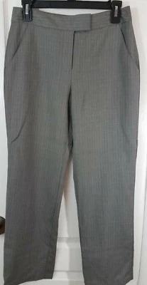 PANTALONES DE TRAJE ANNE KLEIN - Mezcla de lana - Talla 2 - Rayas grises - Entrepierna de 28" Foto 1 de 4