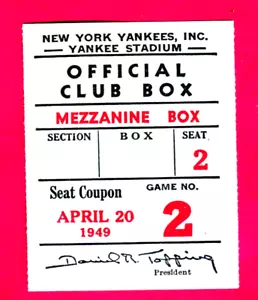 4/20/49 YANKEES JERRY COLEMAN MLB DEBUT TICKET STUB - Picture 1 of 1