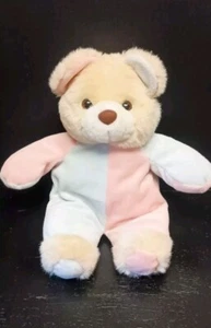 Vintage 2K Color Block Pink Blue Tan Baby Plush Teddy Bear Kellytoy 13" Retired  - Picture 1 of 6