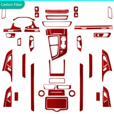Kits completos de cubierta interior de fibra de carbono roja de 60 piezas para Audi Q7 SQ7 4M 2016-19 Foto 1 de 4