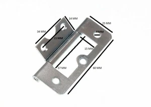 Flush Hinge Cabinet Cupboard BBZP Zinc Plated Steel 60mm + Screws 10 Pairs - Picture 1 of 1