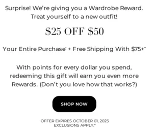 Chico's Coupon $25 Off $50! Expires 10/01/23 - Picture 1 of 1