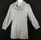 Kim Rogers Sweater Cowl Neck Pull Over 3/4 Sleeves Gray Size Large