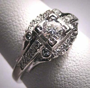1.85CT Vintage Art Deco Edwardian Antique CZ Women's Fancy Jewelry Ring - Picture 1 of 6