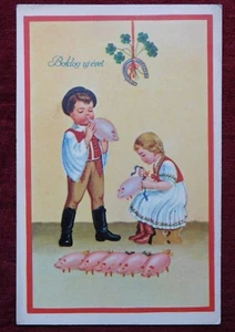 SCHWEIN - GLÜCK / NEUJAHR TIER POSTKARTE / 1939 - Bild 1 von 2