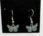 Butterfly Earrings Blue Rhinestone Silver NEW (280) - Perfect gift!