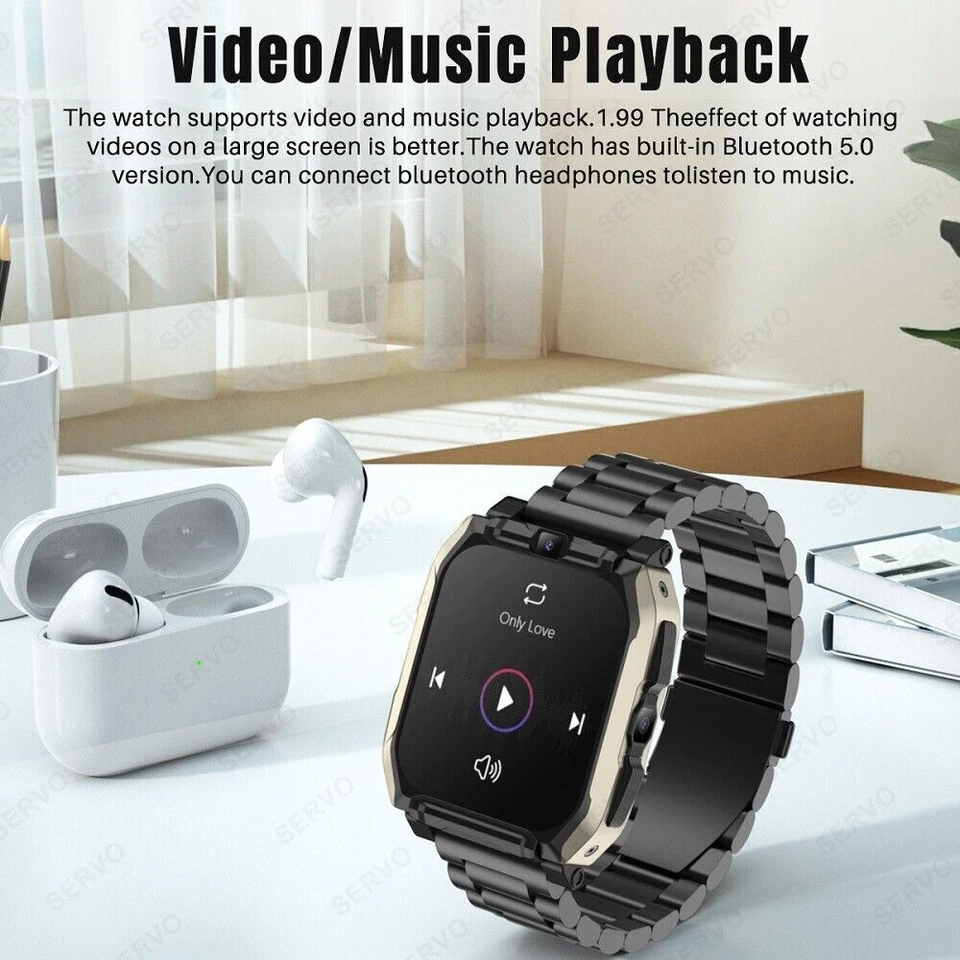 KOM8 SIM-Karte 4G Smartwatches 1,96" 4GB+128GB Dual-Kamera GPS Google Play - Image 1 of 4