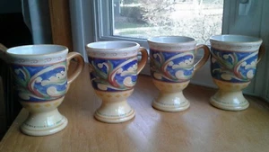 4 Pfaltzgraff Villa Della Luna Footed Mugs Jana Kolpen Mary Tiegreen 12 oz - Picture 1 of 7