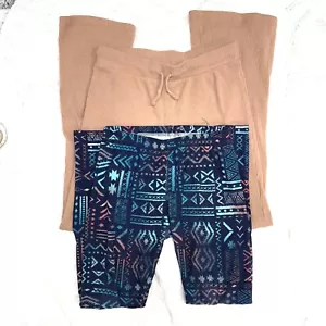 Girls leggings & bell bottom ribbed drawstring pants, 2 pairs, size XL 14/16 - Picture 1 of 9