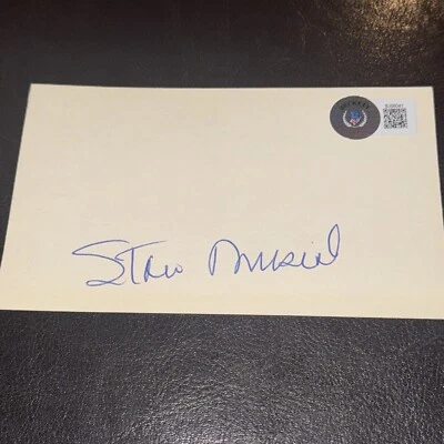 Stan Musial Autographed Signed 3x5 Index Card BAS Beckett Authenticated - Image 1 of 4