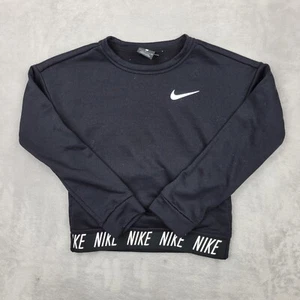Nike Sweatshirt Girls Small Pullover Crewneck Sweater Swoosh Spellout Kids Youth - Picture 1 of 6