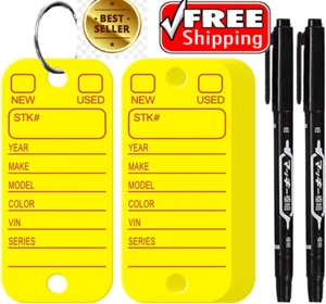 Poly Key Tags Plastic Key Tags w/ 200 Rings & 2 Markers Car Dealer 200 Pieces (f - Picture 1 of 7