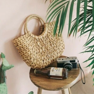 Damen Wicker Tasche-Taschen Totes Strand Stroh Gewoben Sommer Rattan Korb - Bild 1 von 11