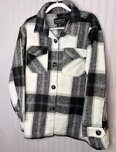 Jason Maxwell Womens CHORE JACKET 2X Black White Plaid Quality COAT Designer NEW - Picture 1 of 15