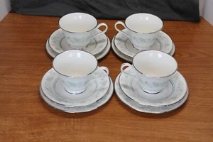 Oxford Bone China - Spring - Cup & Saucer Sets w/ Bread Plates - FOUR  Lenox USA - Picture 1 of 5