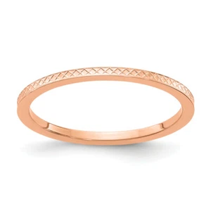 Lex & Lu 10k Rose Gold 1.2mm Criss-Cross Pattern Stackable Band Ring LAL253 - Picture 1 of 3