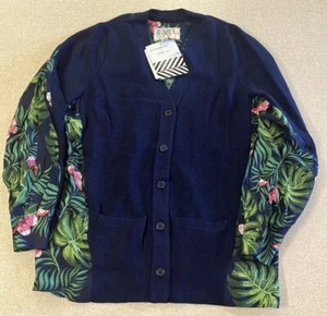 Sandrine Rose vs Free People Tropical Cardigan Women’s Large Navy Oversized - Picture 1 of 11