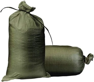 Sacchi di sabbia vuoti verde militare con cravatte - sacchi di sabbia protezione inondazioni (100 conteggi) - Foto 1 di 11