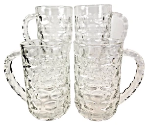 Set Of 4 Vtg Yorktown Thumbprint Federal Glass Beer Water Mugs - Picture 1 of 8