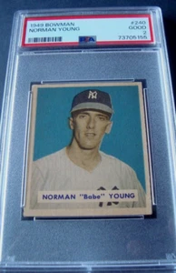 1949 bowman #240 NORMAN YOUNG psa 2 NEW YORK YANKEES  (155) - Picture 1 of 3