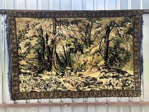 Vintage Wandteppich Bahrama Waldlandschaft Schäfer Weidevieh 190-125 cm - Bild 1 von 14