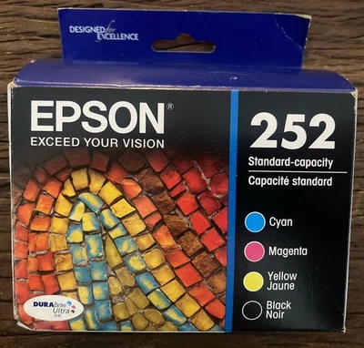 Epson 252 Dura Brite Ultra Ink 4 Colors NEW Sealed Exp 06/2023 - Image 1 of 2