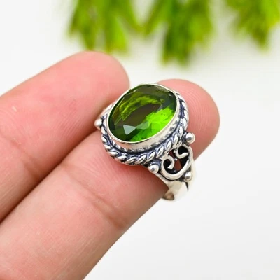 Peridot Gemstone 925 Sterling Silver Ring Handmade Jewelry Ring Gift For Love - Image 1 of 4