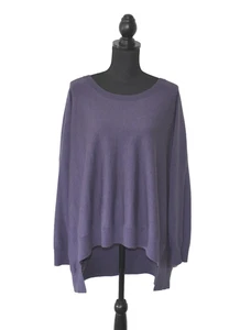 A6 Auth EILEEN FISHER Purple 100% Merino Wool Knit Crewneck Sweater Size 3X - Picture 1 of 5