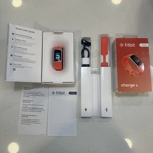 Fitbit Charge 6 Bluetooth Activity Tracker - Champagne Gold Case / Coral Band - Picture 1 of 6