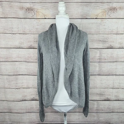 Cárdigan abierto Hanna Andersson mezcla de lana cuello chal gris tejido acogedor XS Foto 1 de 4