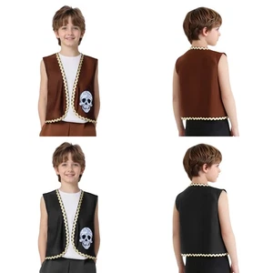 Unisex Kids Vest Cardigan Tank Top Renaissance Waistcoat Shirt Theme Party Boys - Picture 1 of 22
