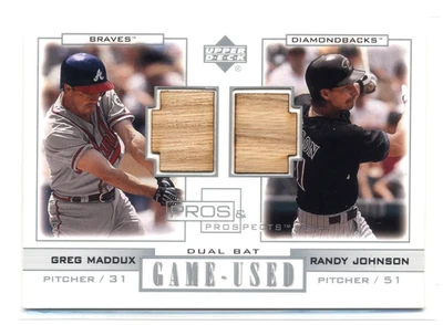 UD Pros & Prospects Greg Maddux/Randy Johnson 2001 doble juego murciélagos usados #PP-MJ Foto 1 de 2