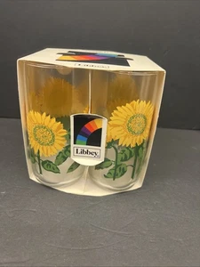 Juego de 4 vasos vintage de girasol Libbey otoño caja original - Imagen 1 de 7