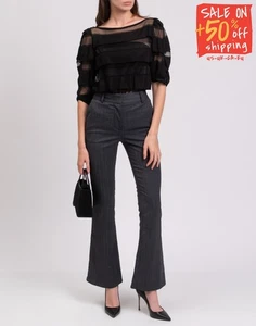 RRP€547 BLUMARINE Blouse IT40 US4 UK8 S Black Lightweight Knit See Through - Picture 1 of 6