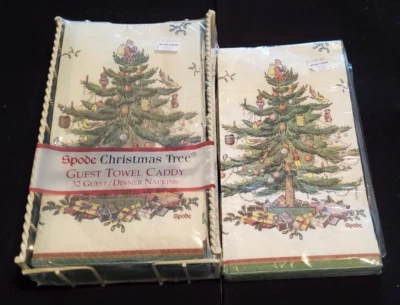 Spode Christmas Tree Paper Guest Napkins 32 +16 ct Gibson W/ Holder New & Sealed - Image 1 of 4