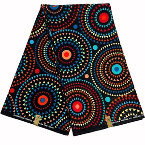 Afrikanischer Stoff Druck Ankara schwarz blau gelb 100% Baumwolle Yards Nähmaterial - Bild 1 von 15
