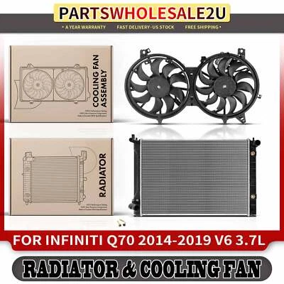 Set of 2 Radiator & Cooling Fan Assembly Kit for INFINITI Q70 2014-2019 V6 3.7L - Image 1 of 4