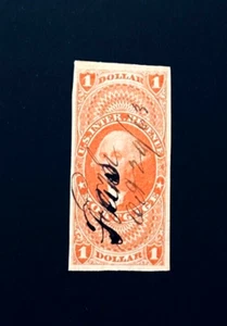 US Stamp - 1862 1st Issue Revenue $1 MORTGAGE Imperf Sn R73a Used  r61 - Picture 1 of 2