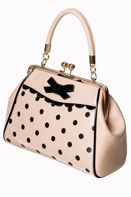 Black Nude Polk Dot Bow Retro Vintage Rockabilly Crazy Little Bag Thing BANNED - Image 1 of 4
