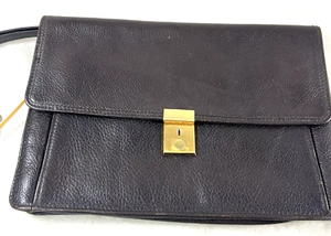 Bolso sin asas de muñeca de cuero Yamani marrón oscuro nuevo vintage con llave Italia 2992 - Imagen 1 de 18