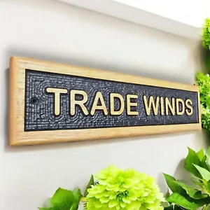 Personalised Carved Wooden Oak Address Sign House Name Plate Outdoor Plaque - Picture 1 of 9