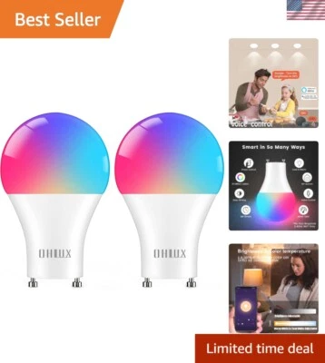 GU24 RGB Color Changing LED Bulbs - Super Bright Smart Lighting for Home, 2 Pack - Image 1 of 4