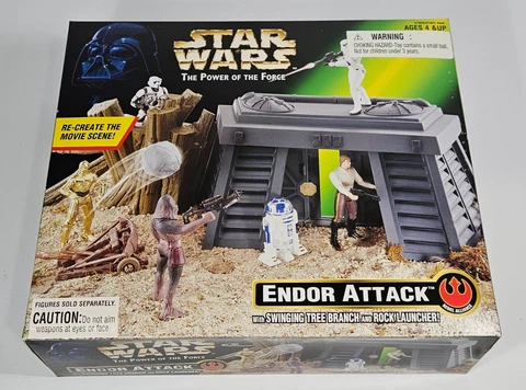 VINTAGE STAR WARS ENDOR ATTACK PLAYSET ROCK LAUNCHER POTF ROTJ MISB KENNER 1996 Cover