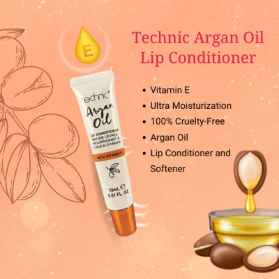 Technic ARGAN OIL Lip Conditioner Repair Dry Lips Gloss Hydrating Moisturising - Image 1 of 2