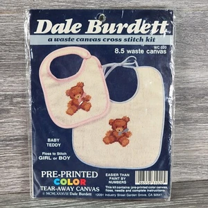 Vintage 1988 Dale Burdett Cross Stitch Baby Teddy WC 020 Tear-Away Canvas Bear - Picture 1 of 9
