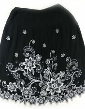 Amy Byer Beaded Floral Print Skirt, Black Size M 8 - 10